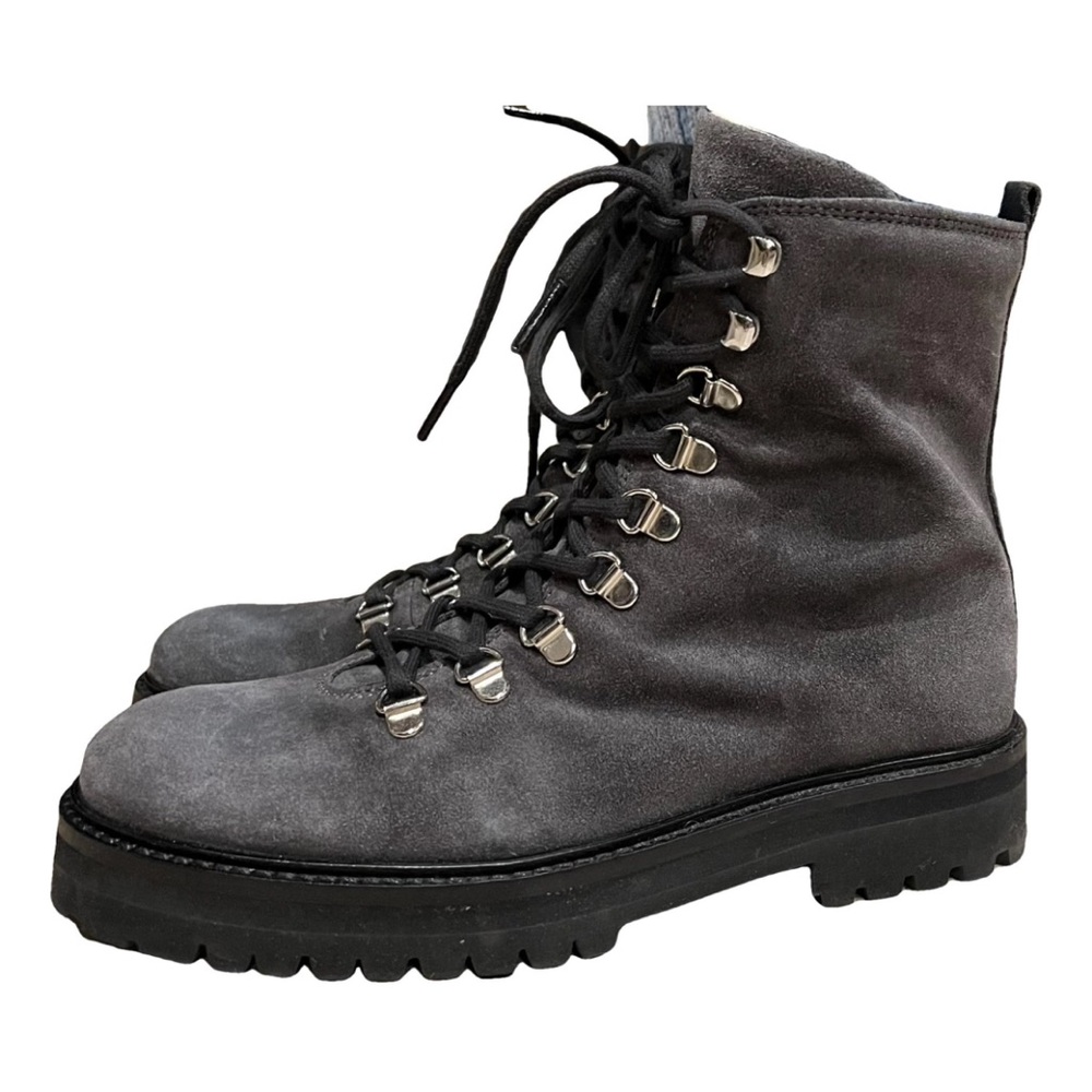 Royal Republiq combat suede boots. Steel grey.
